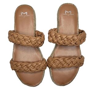 Marc Fisher | Jaimee Tan Braided Genuine Leather Double Strap Sandals Women's 9